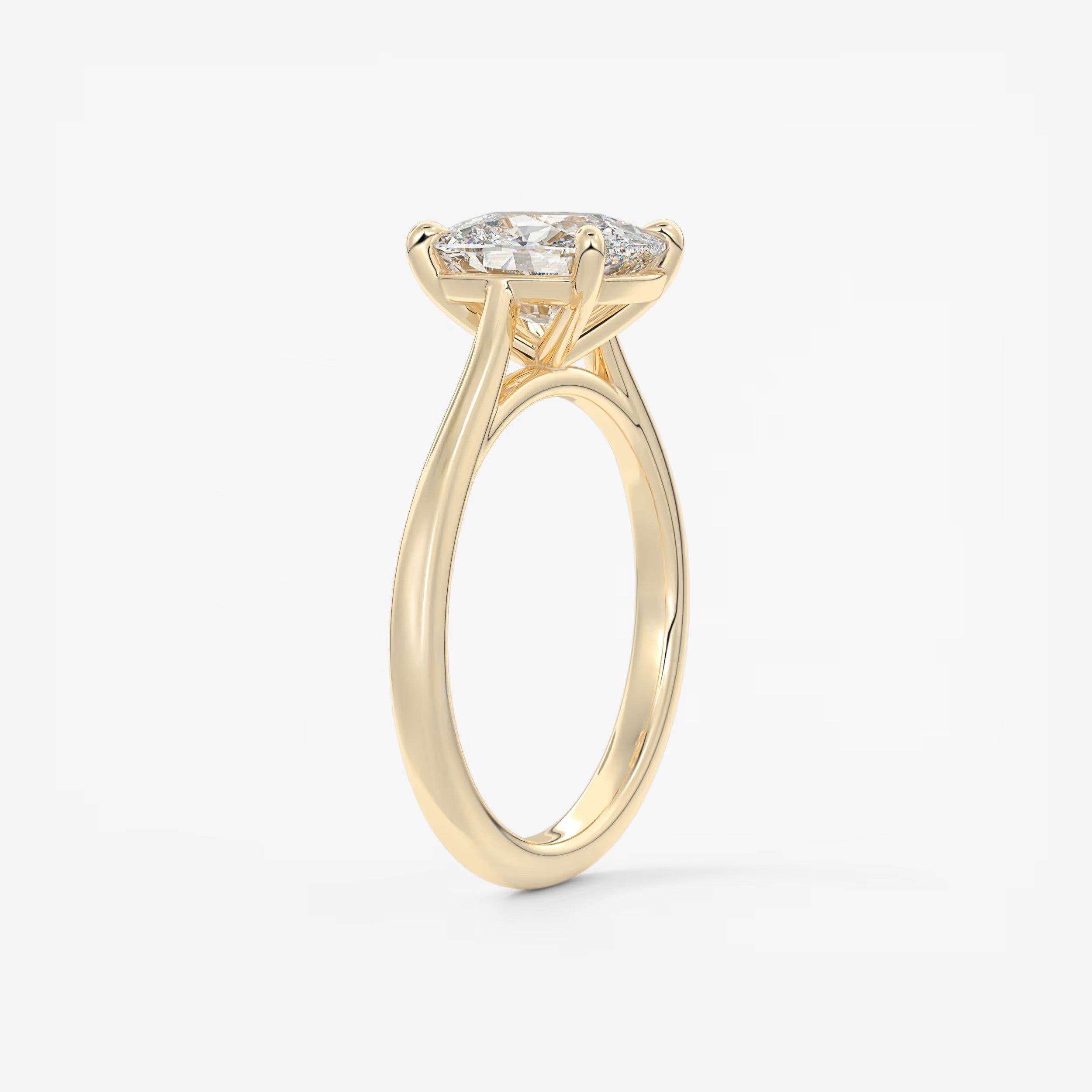 Lumia Elongated Cushion Cathedral Engagement Ring – Lab Diamond or Moissanite