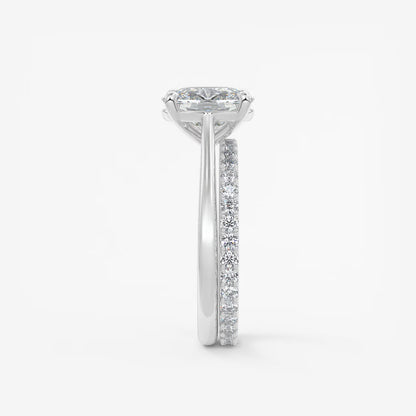Lumia Elongated Cushion Cathedral Engagement Ring – Lab Diamond or Moissanite