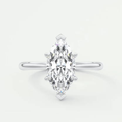 Lumia Marquise Cathedral Solitaire Ring – Lab Diamond or Moissanite