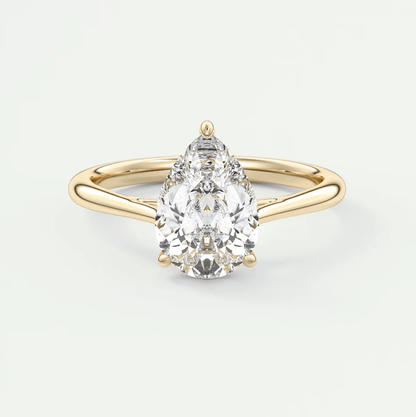 Lumia Pear Cathedral Solitaire Ring – Lab Diamond or Moissanite