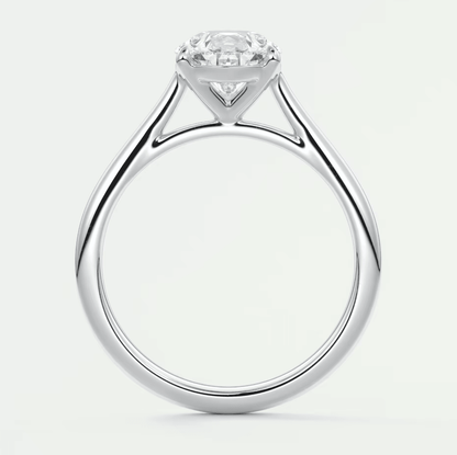 Lumia Pear Cathedral Solitaire Ring – Lab Diamond or Moissanite