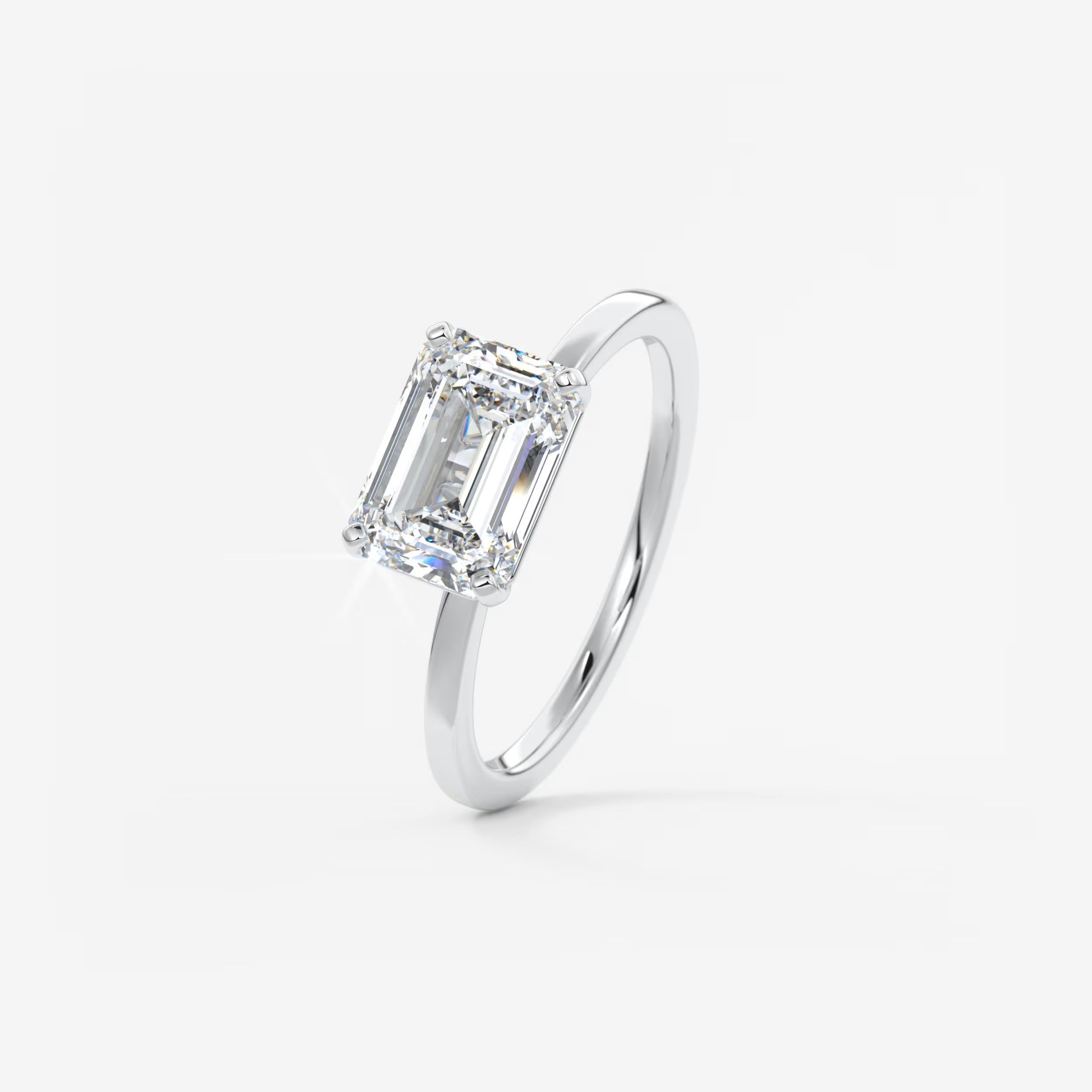 Luna East-West Emerald Lab Diamond or Moissanite Engagement Ring