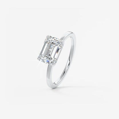 Luna East-West Emerald Lab Diamond or Moissanite Engagement Ring