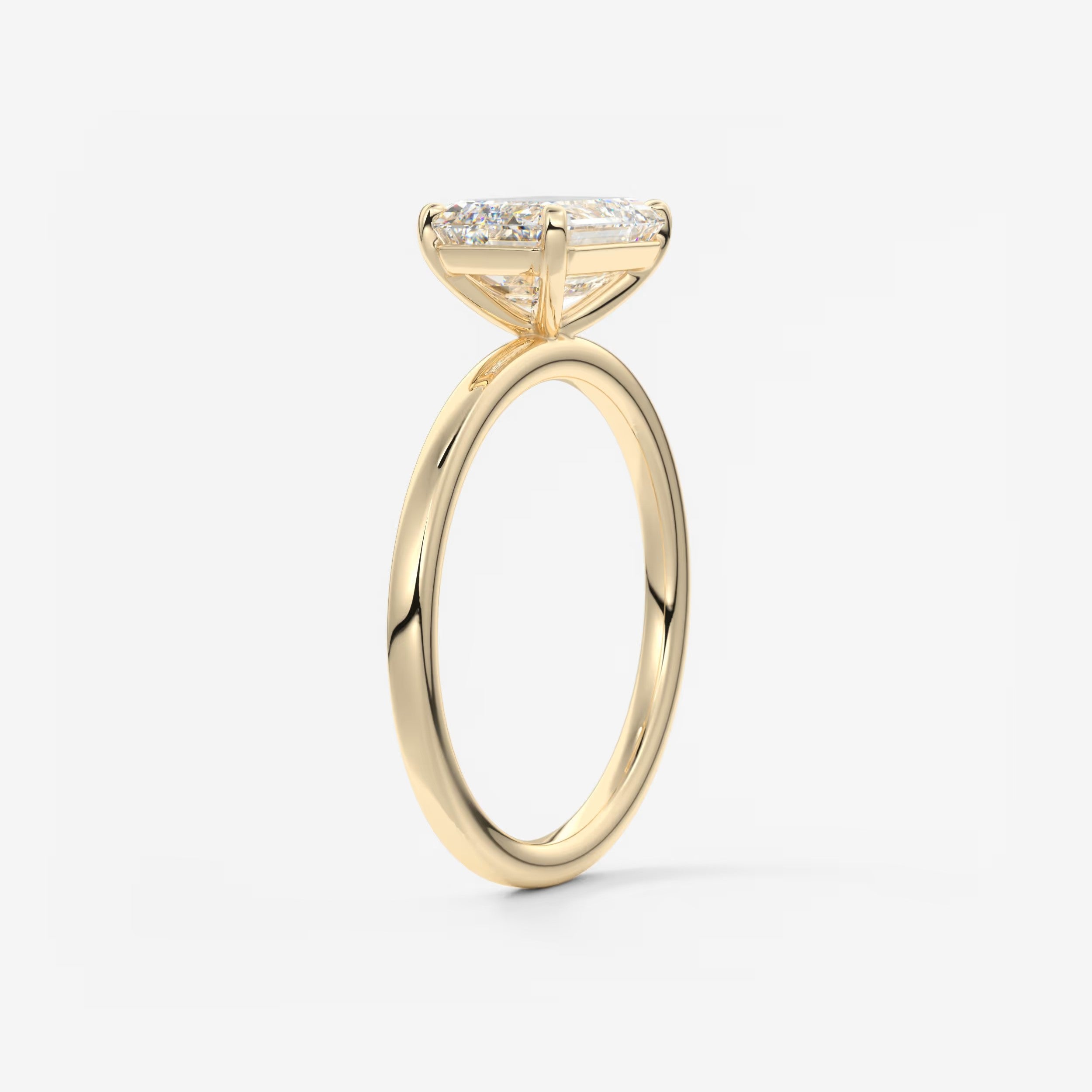 Luna East-West Emerald Lab Diamond or Moissanite Engagement Ring