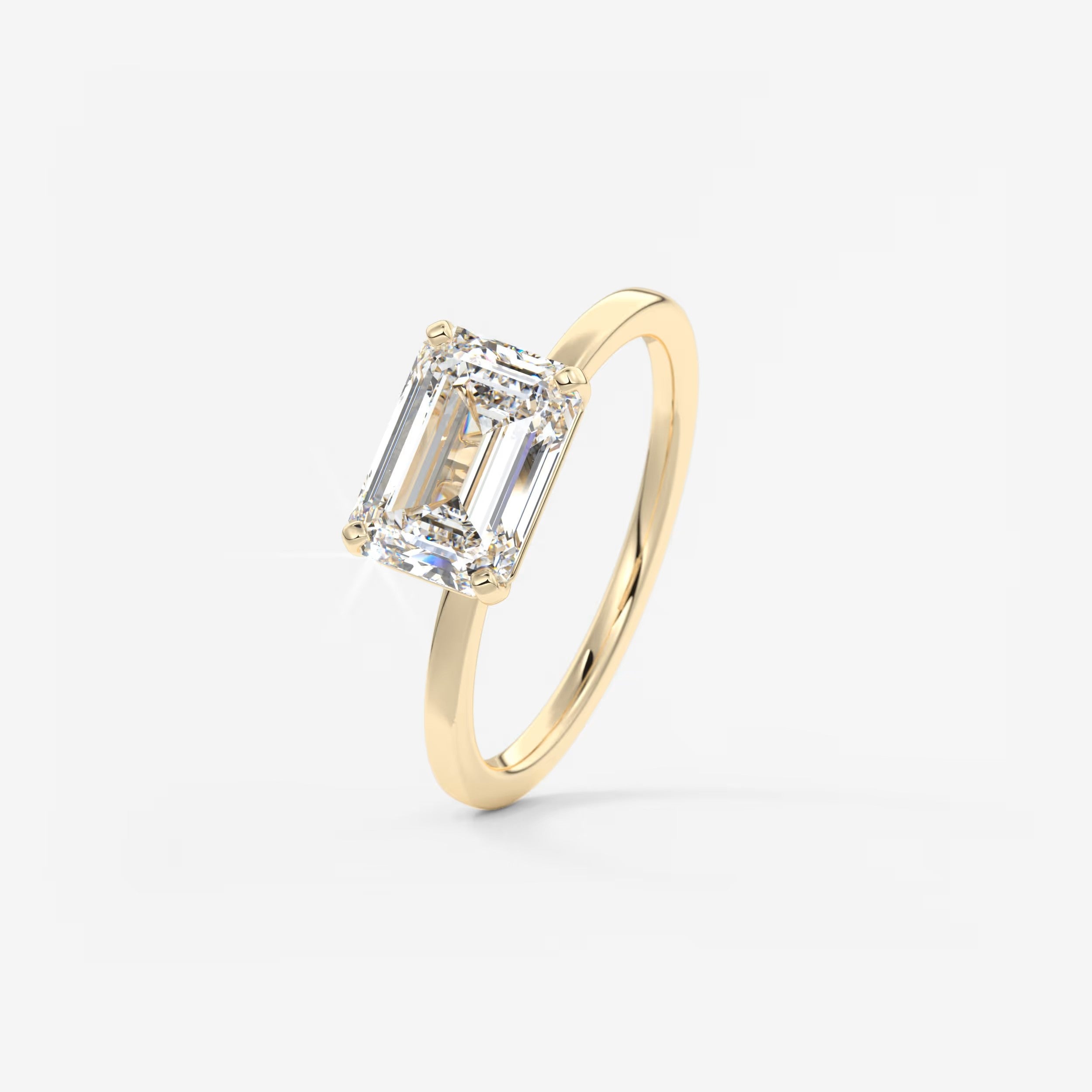 Luna East-West Emerald Lab Diamond or Moissanite Engagement Ring