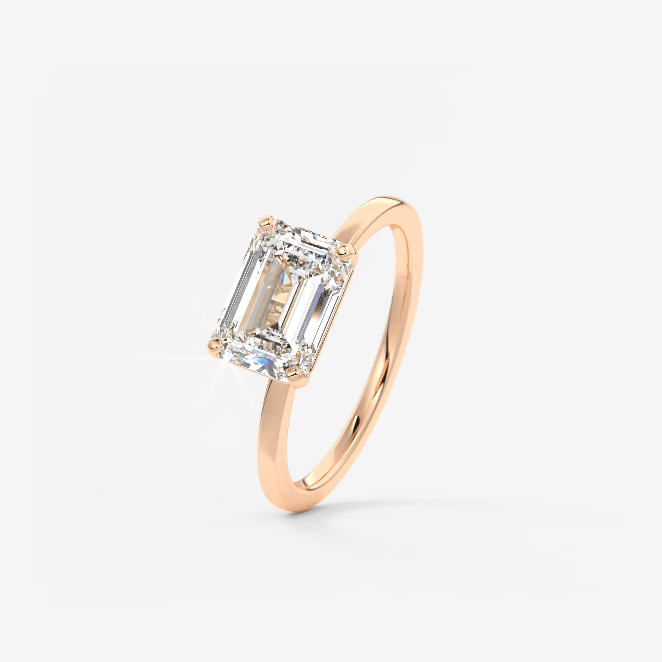 Luna East-West Emerald Lab Diamond or Moissanite Engagement Ring