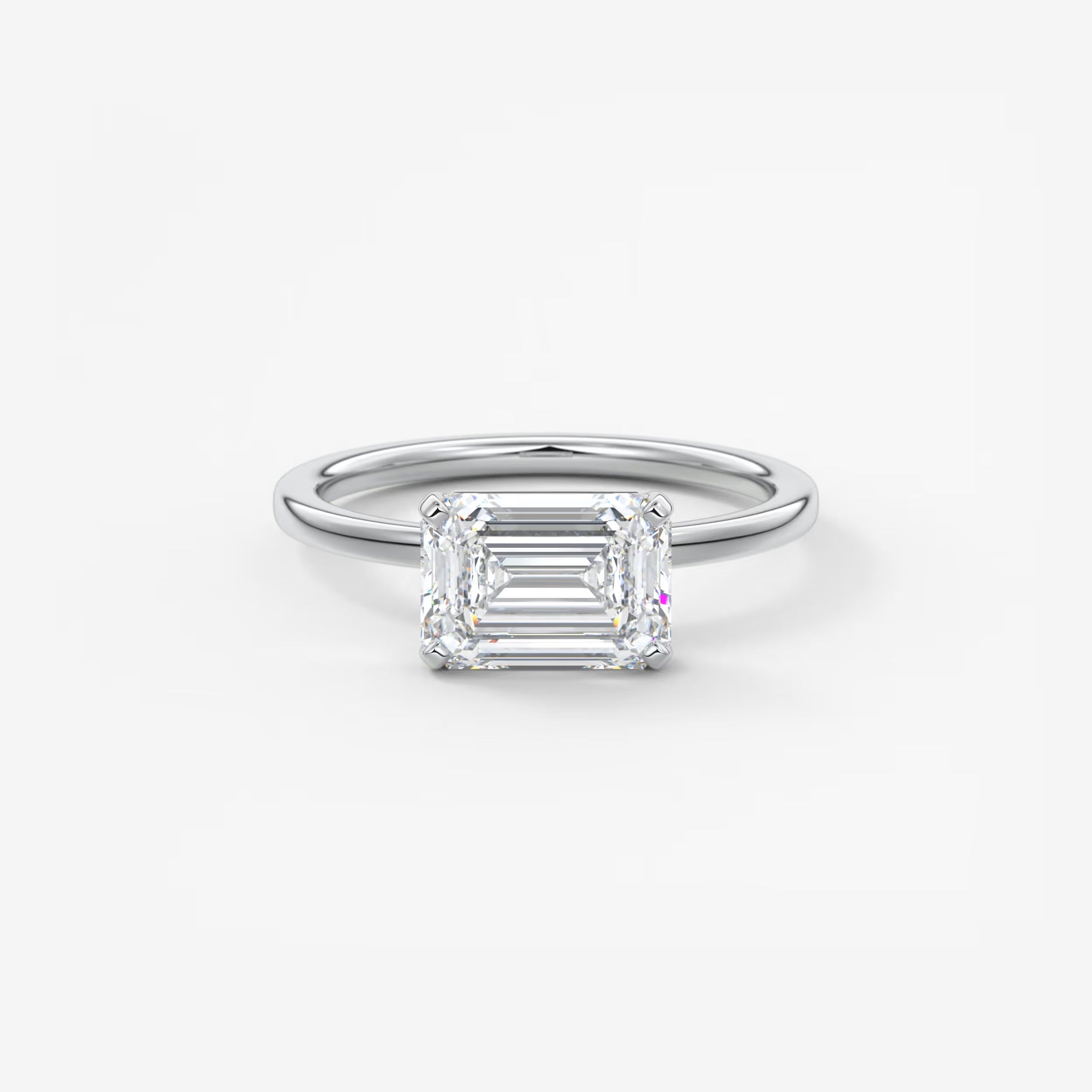 Luna East-West Emerald Lab Diamond or Moissanite Engagement Ring