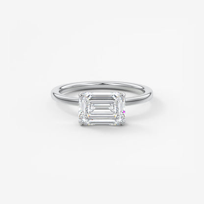 Luna East-West Emerald Lab Diamond or Moissanite Engagement Ring