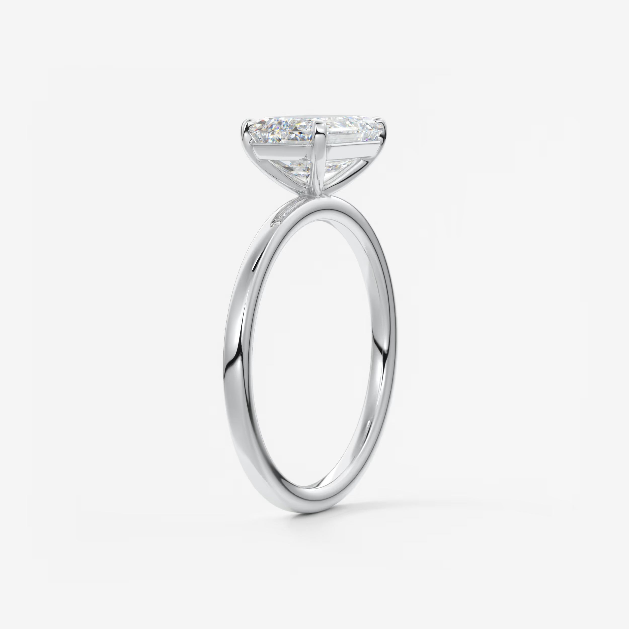 Luna East-West Emerald Lab Diamond or Moissanite Engagement Ring