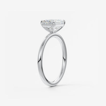 Luna East-West Emerald Lab Diamond or Moissanite Engagement Ring