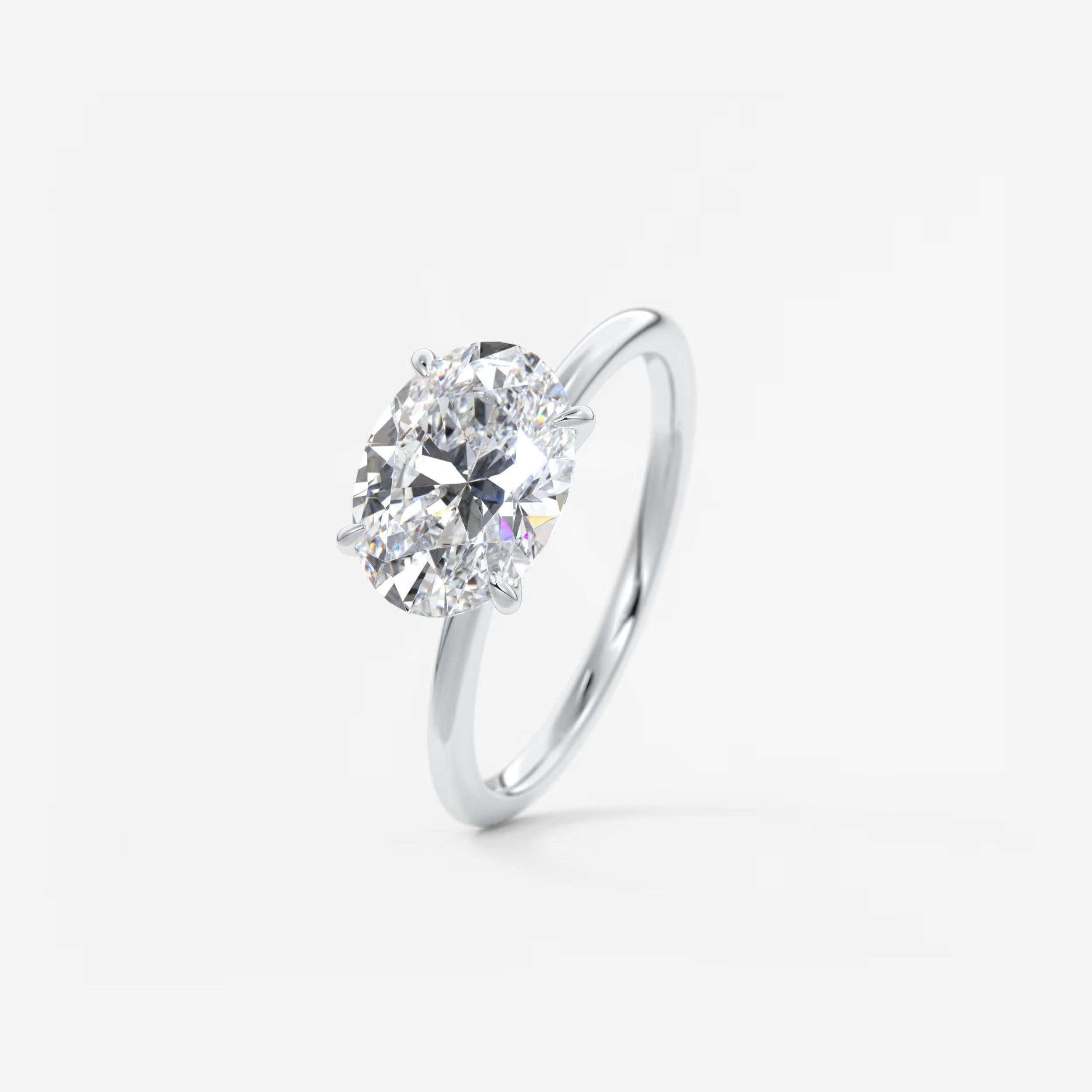 Luna East-West Oval Lab Diamond or Moissanite Engagement Ring