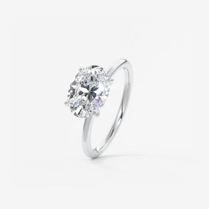 Luna East-West Oval Lab Diamond or Moissanite Engagement Ring