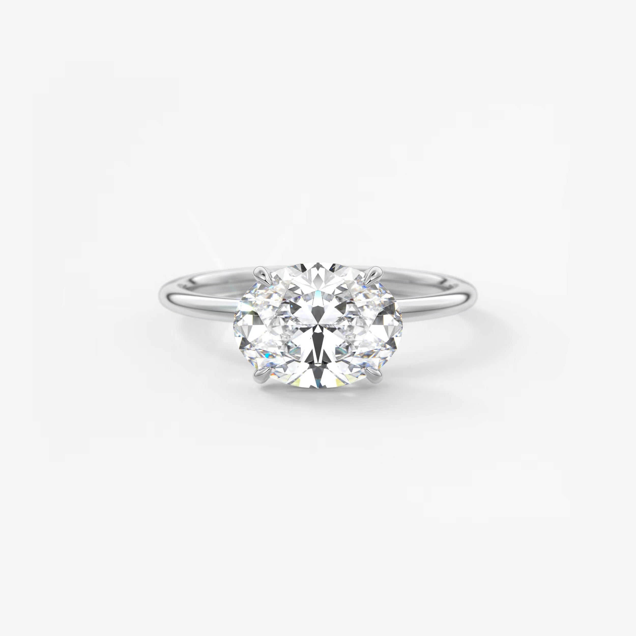 Luna East-West Oval Lab Diamond or Moissanite Engagement Ring