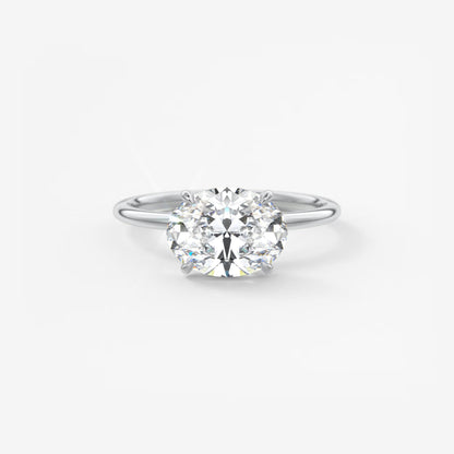 Luna East-West Oval Lab Diamond or Moissanite Engagement Ring