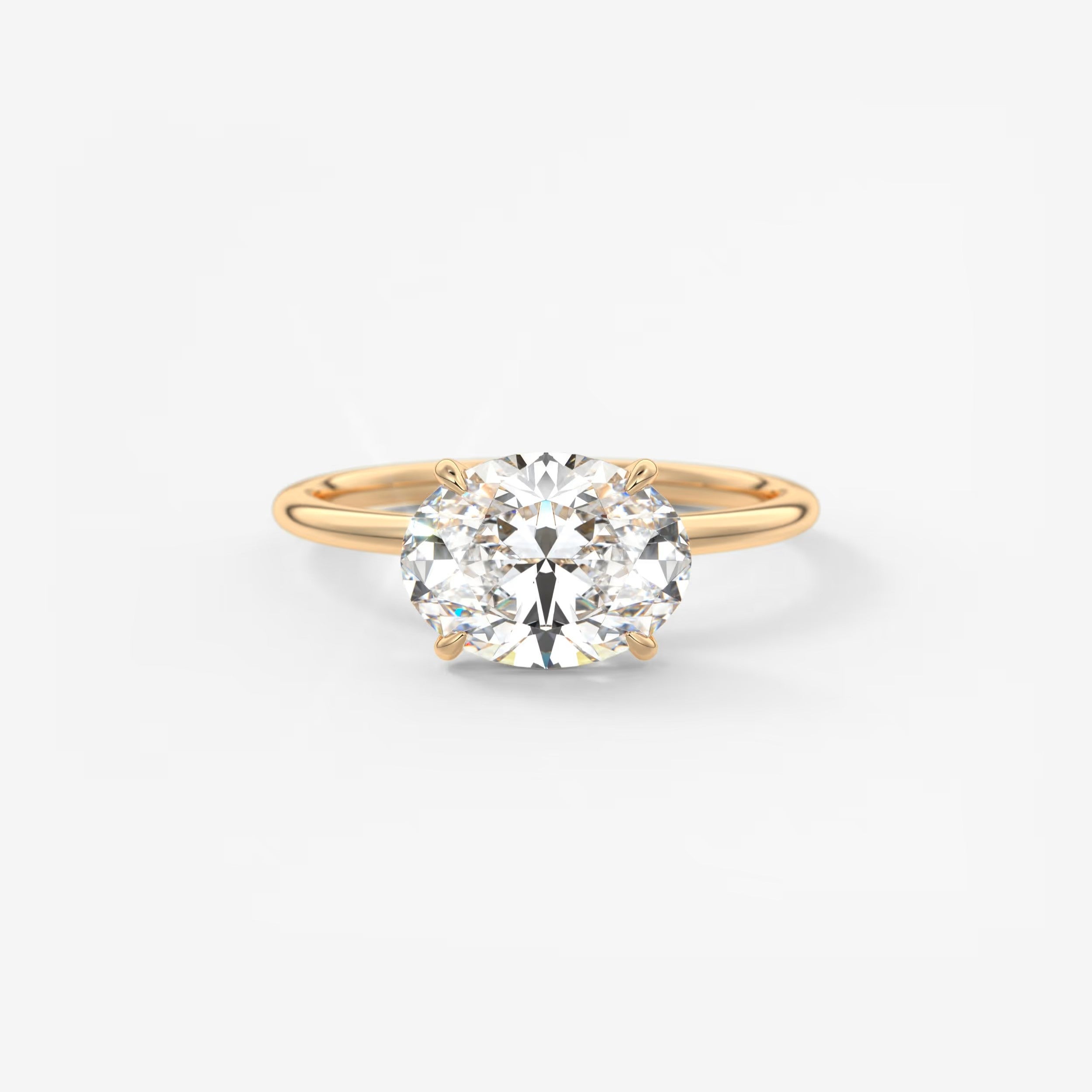 Luna East-West Oval Lab Diamond or Moissanite Engagement Ring