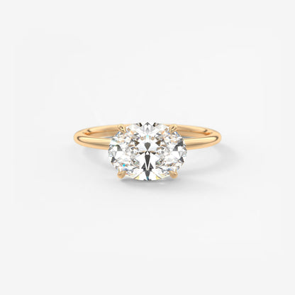 Luna East-West Oval Lab Diamond or Moissanite Engagement Ring