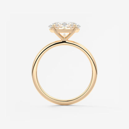 Luna East-West Oval Lab Diamond or Moissanite Engagement Ring