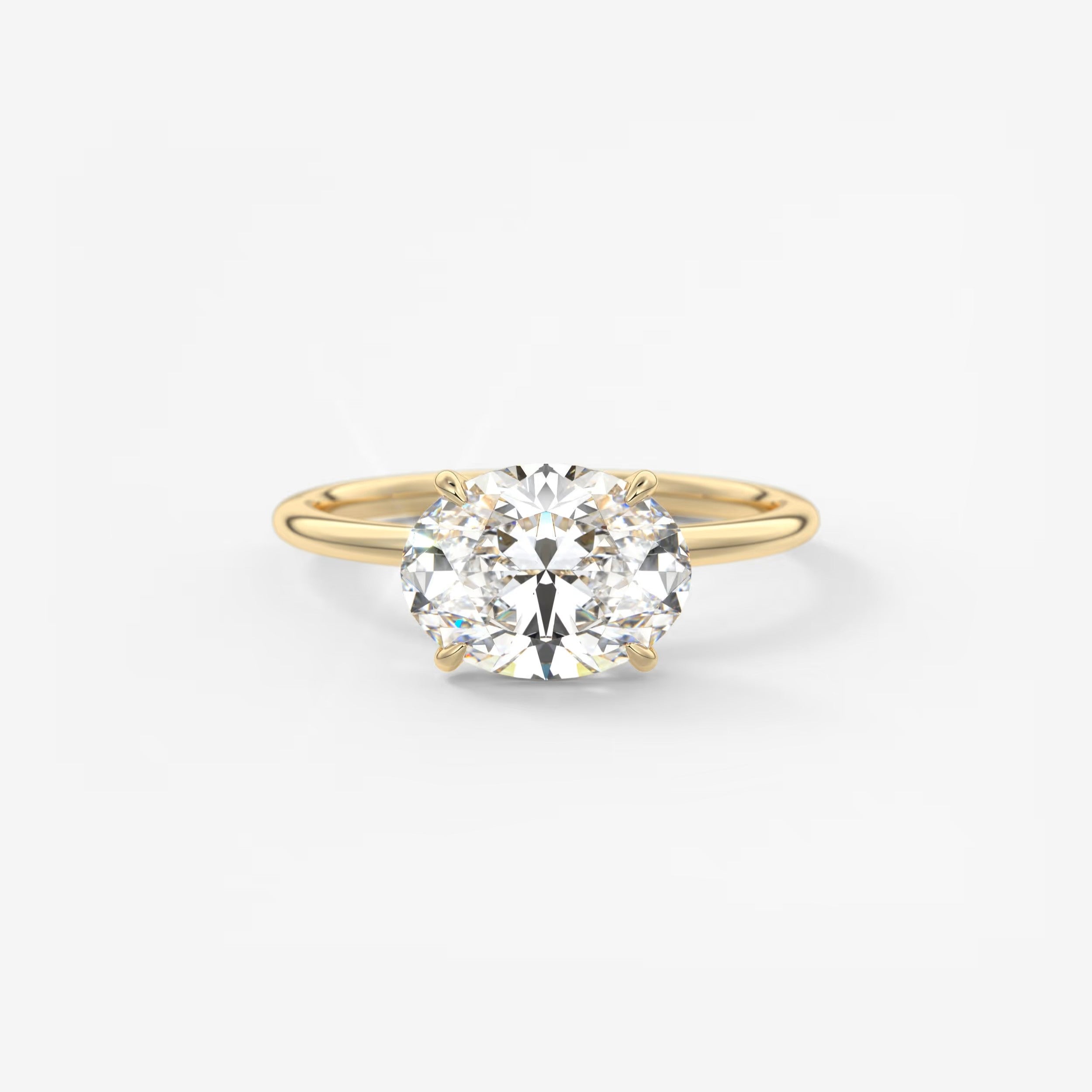Luna East-West Oval Lab Diamond or Moissanite Engagement Ring