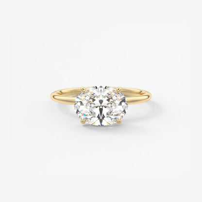 Luna East-West Oval Lab Diamond or Moissanite Engagement Ring