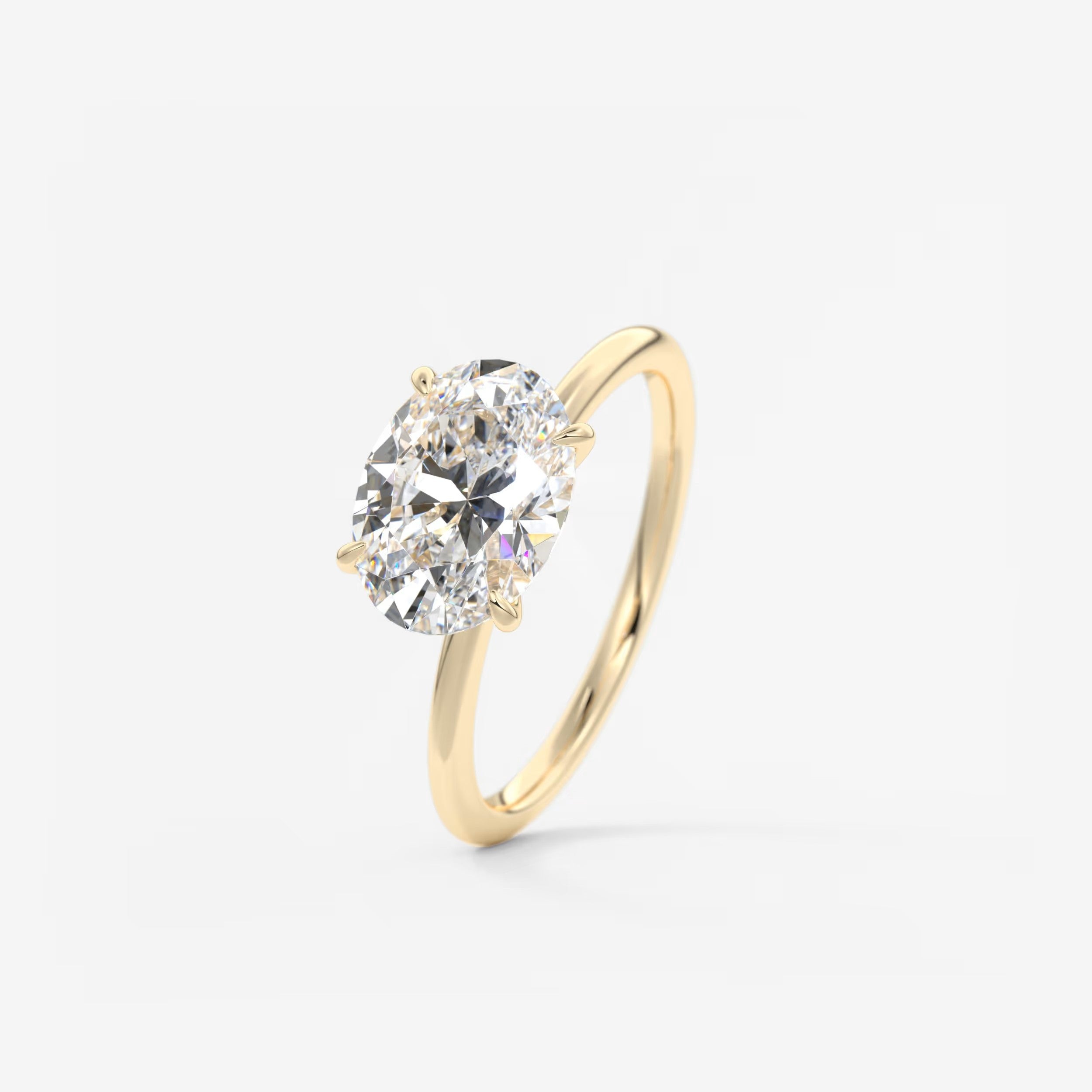 Luna East-West Oval Lab Diamond or Moissanite Engagement Ring