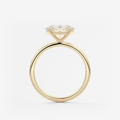 Luna East-West Oval Lab Diamond or Moissanite Engagement Ring