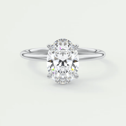 Luna Oval Solitaire Ring – Lab Diamond or Moissanite