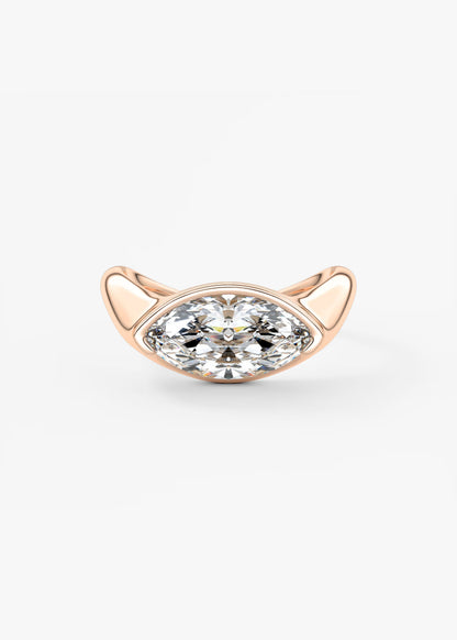 Lyra – East-West Half Bezel Marquise Engagement Ring