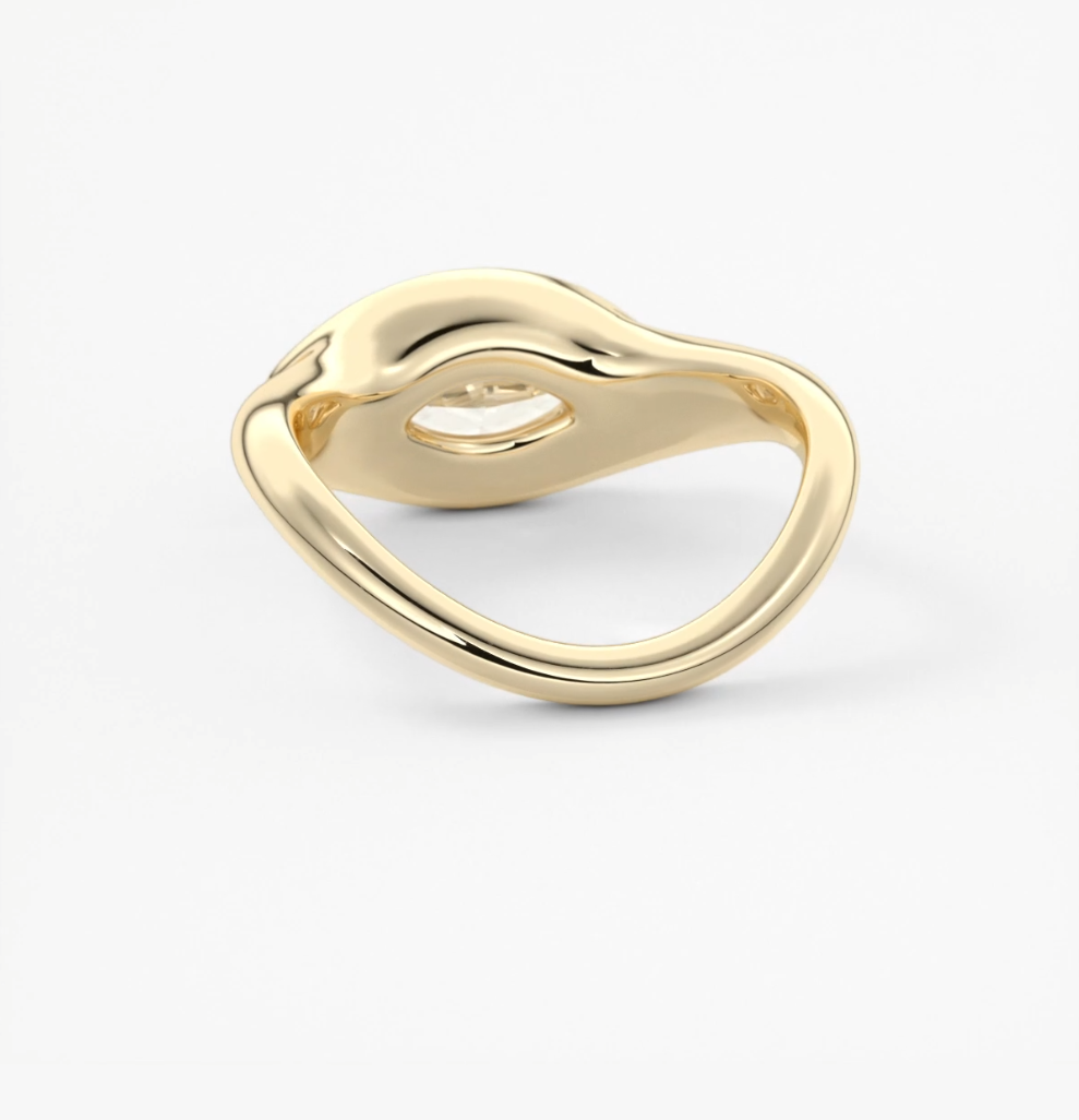 Lyra – East-West Half Bezel Marquise Engagement Ring