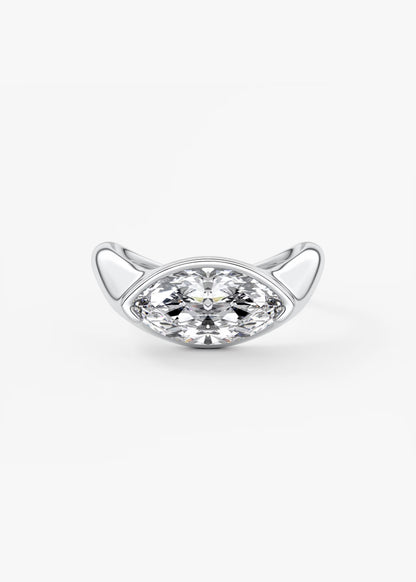 Lyra – East-West Half Bezel Marquise Engagement Ring