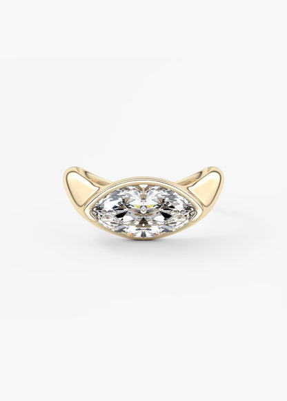 Lyra – East-West Half Bezel Marquise Engagement Ring