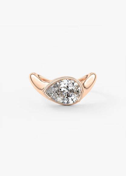 Lyra – East-West Half Bezel Pear Engagement Ring