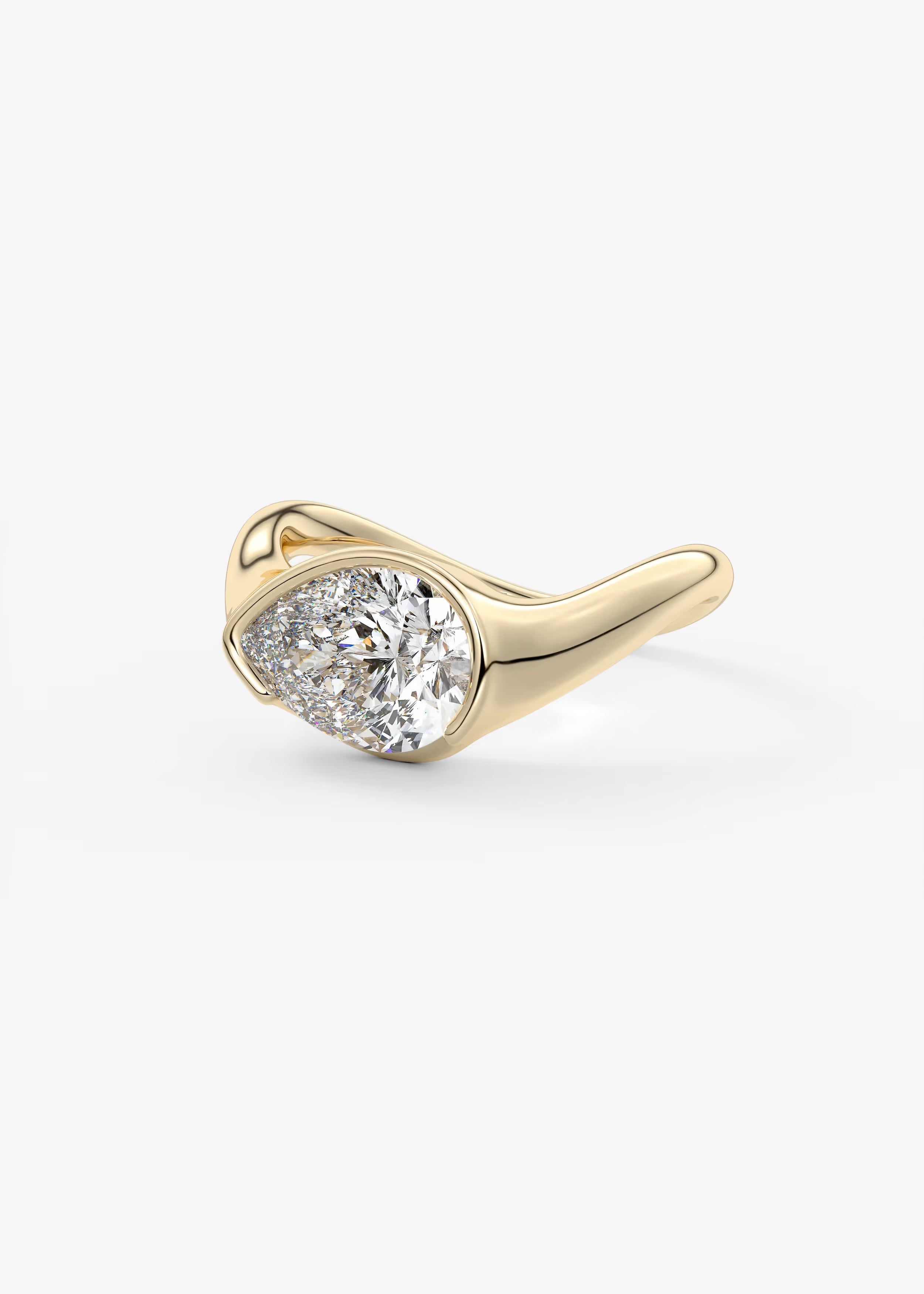 Lyra – East-West Half Bezel Pear Engagement Ring