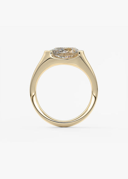 Lyra – East-West Half Bezel Pear Engagement Ring