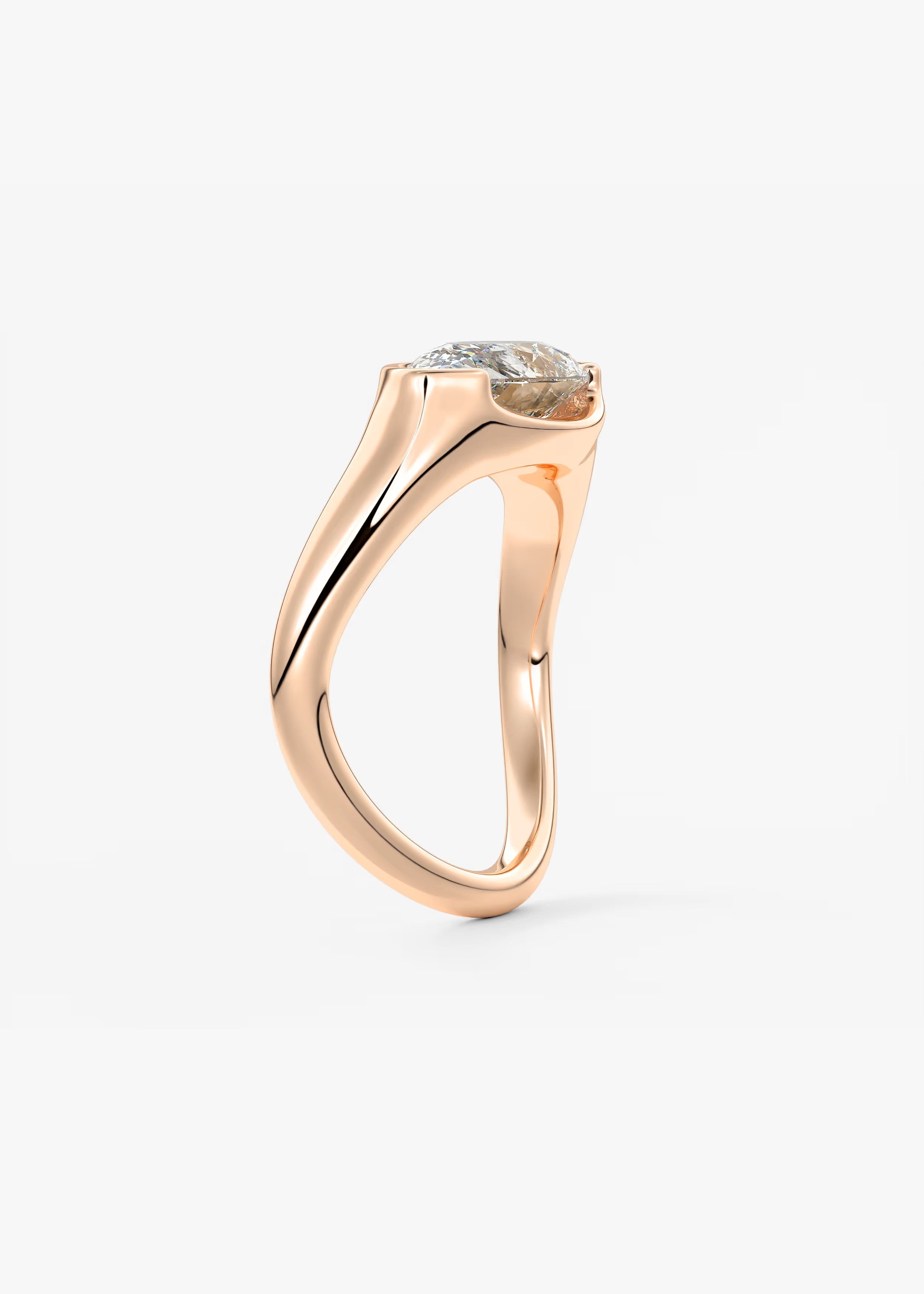 Lyra – East-West Half Bezel Pear Engagement Ring