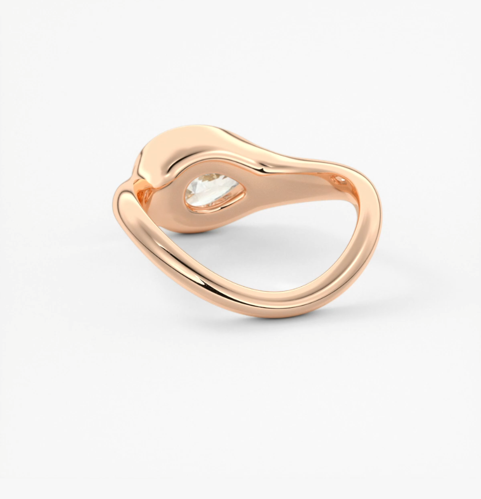 Lyra – East-West Half Bezel Pear Engagement Ring