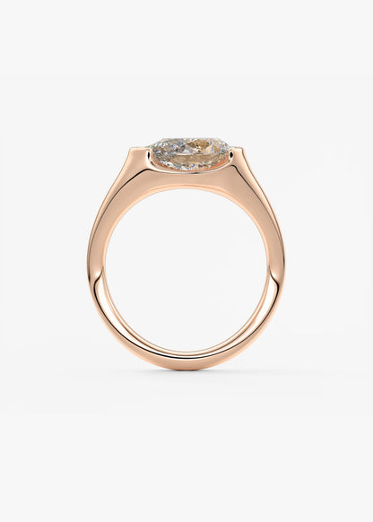 Lyra – East-West Half Bezel Pear Engagement Ring
