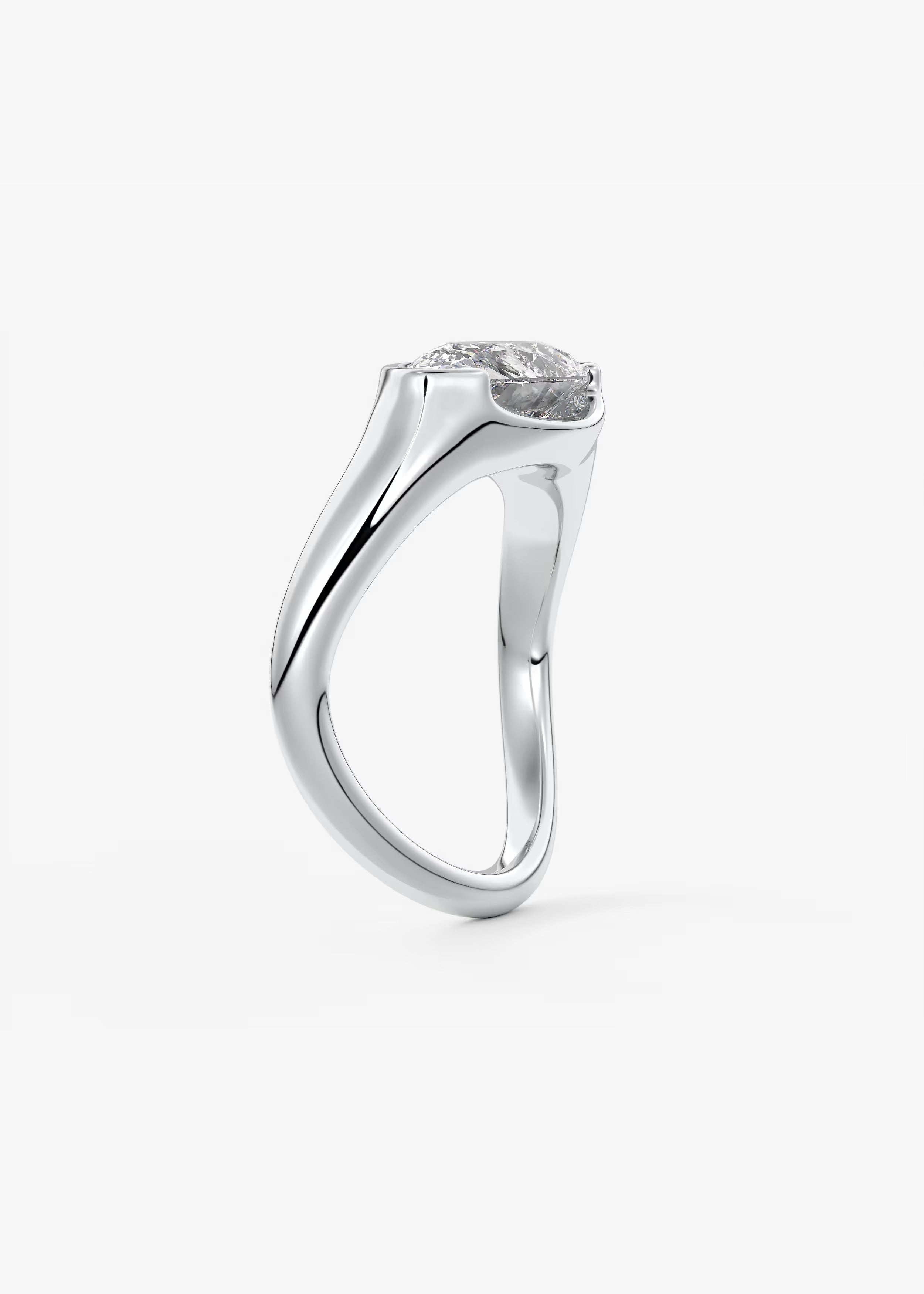 Lyra – East-West Half Bezel Pear Engagement Ring