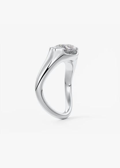 Lyra – East-West Half Bezel Pear Engagement Ring