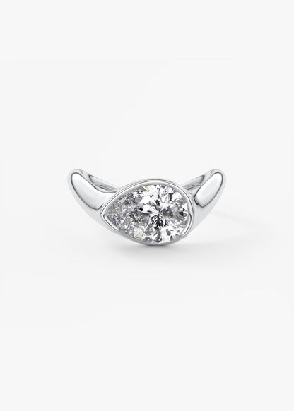 Lyra – East-West Half Bezel Pear Engagement Ring