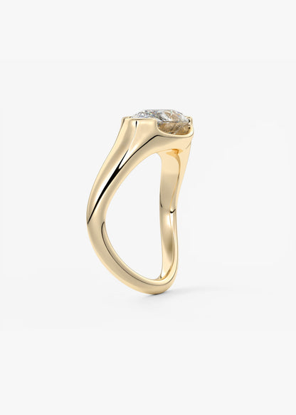 Lyra – East-West Half Bezel Pear Engagement Ring