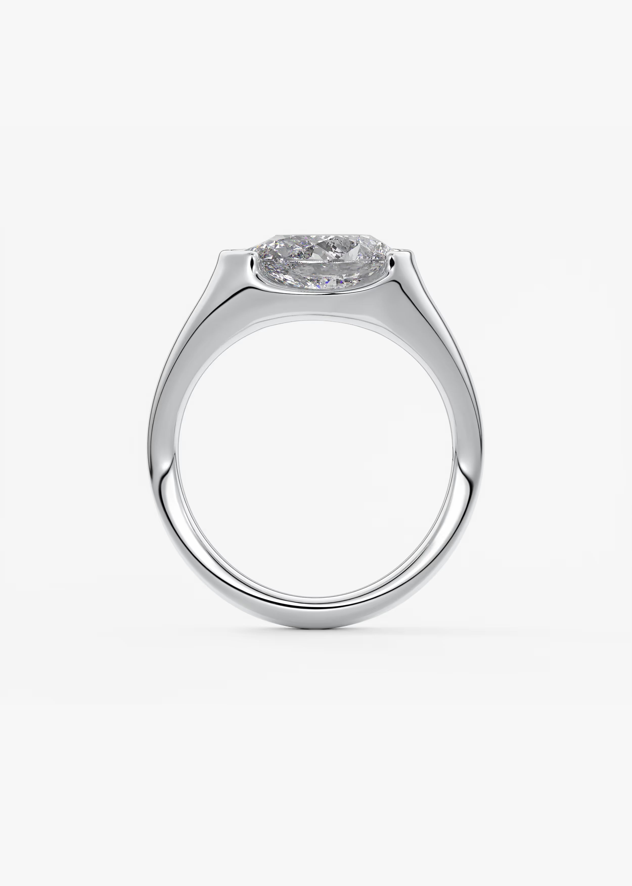 Lyra – East-West Half Bezel Pear Engagement Ring