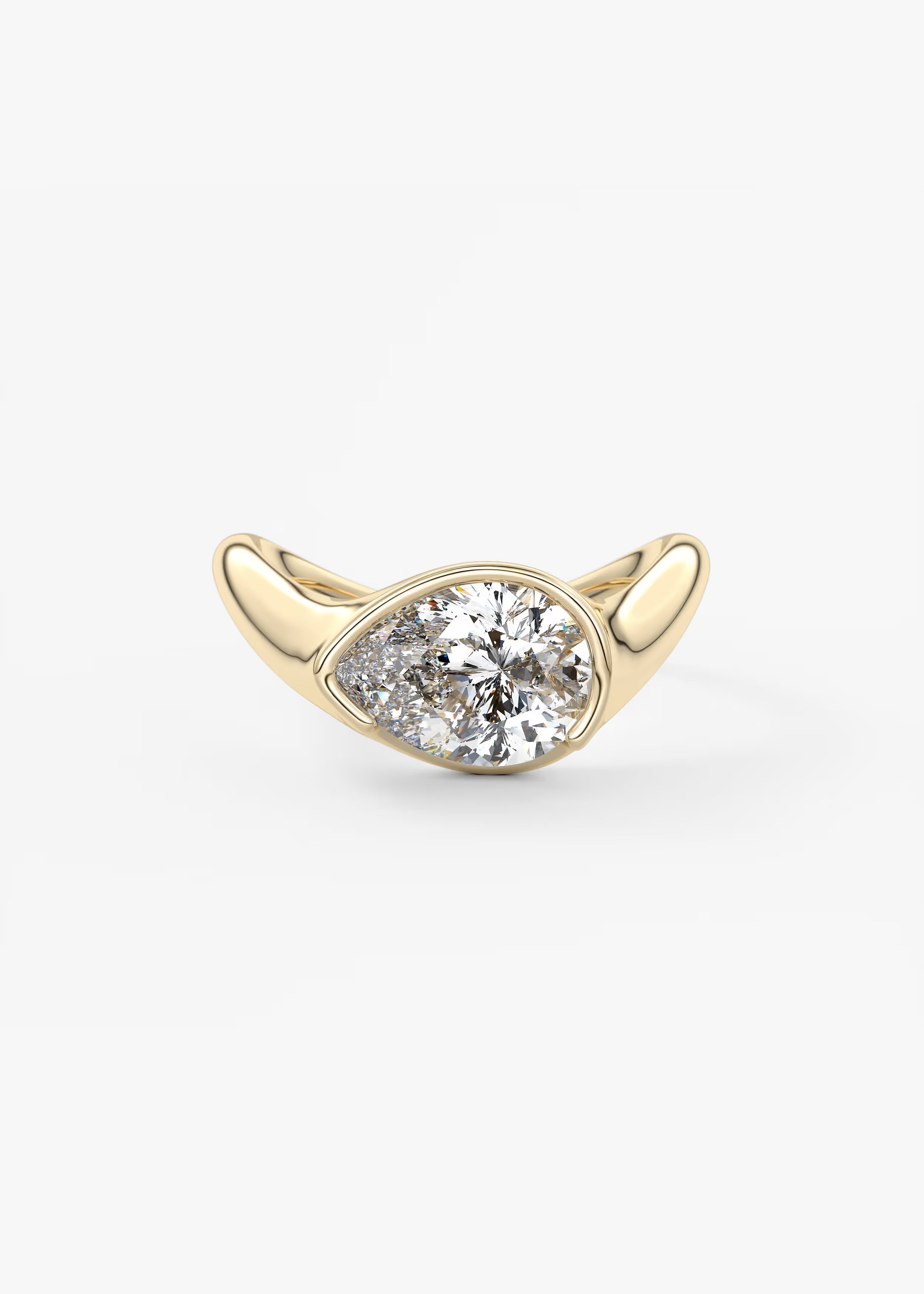 Lyra – East-West Half Bezel Pear Engagement Ring