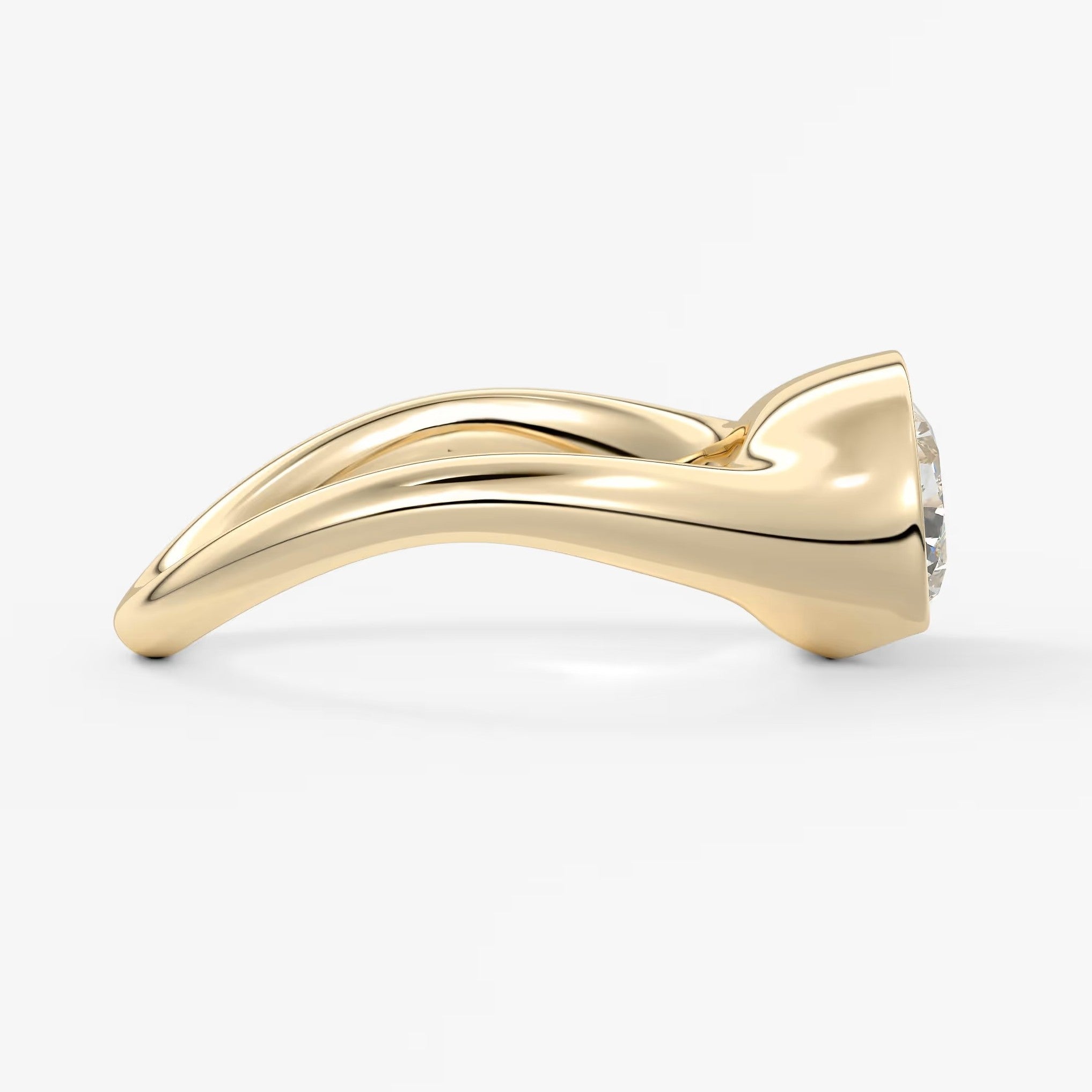 Lyra – east-west half bezel elongated cushion engagement ring