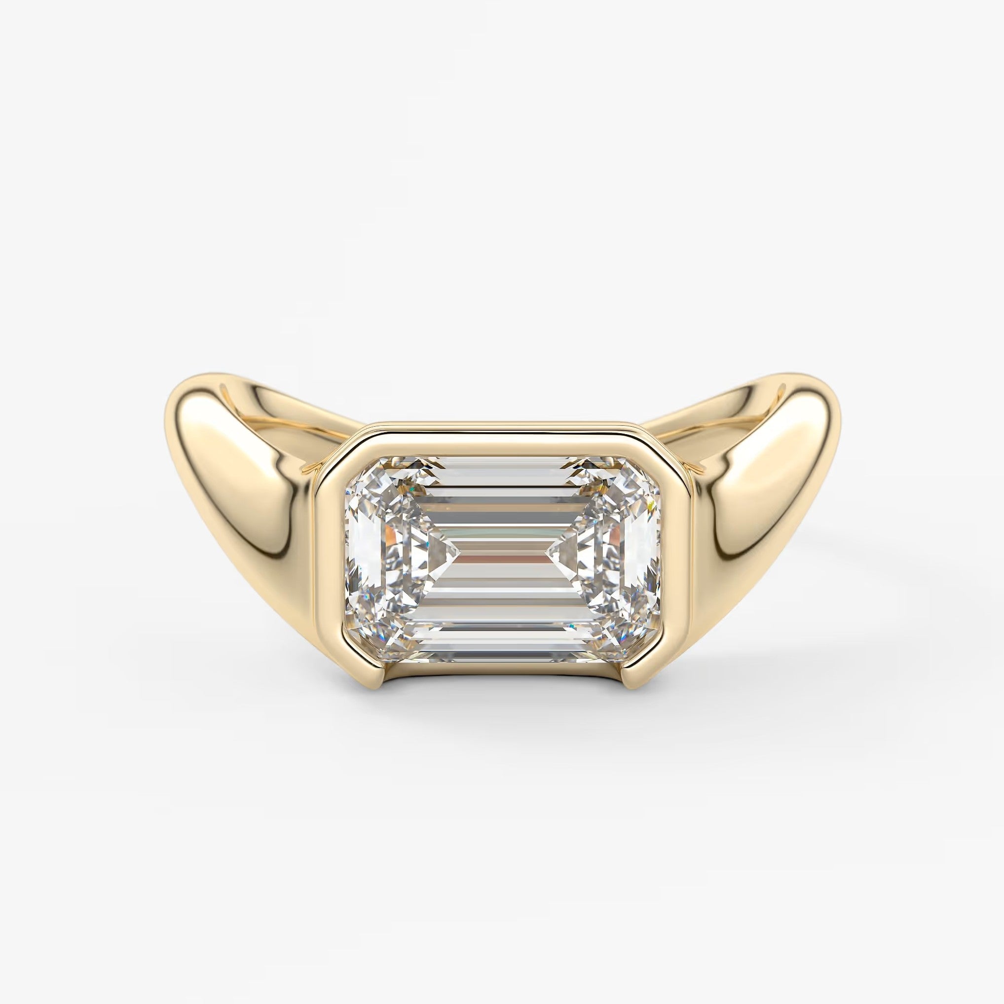Lyra – east-west half bezel emerald engagement ring