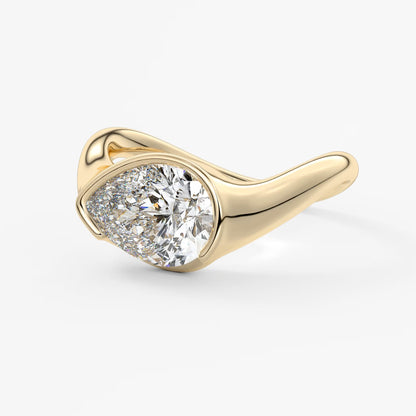 Lyra – east-west half bezel pear engagement ring