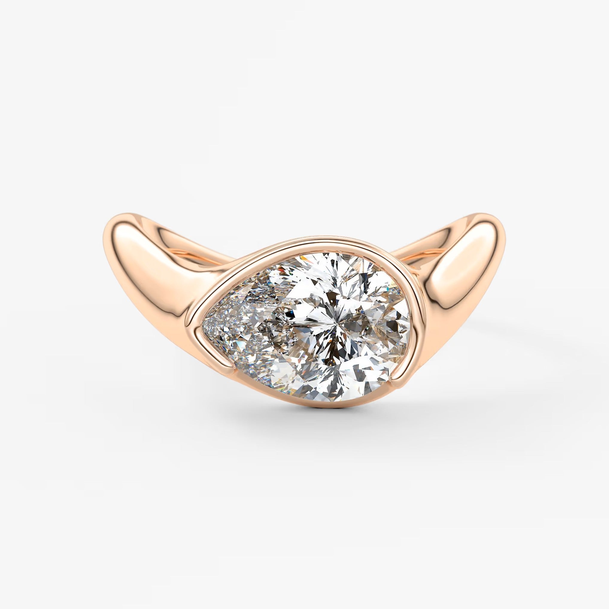 Lyra – east-west half bezel pear engagement ring