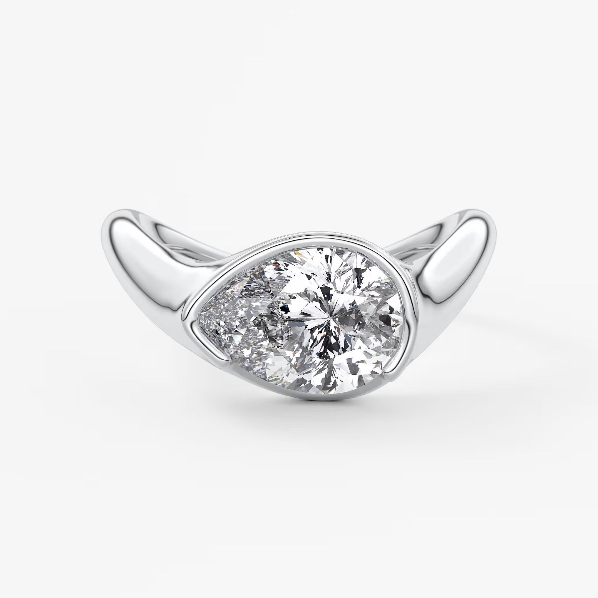 Lyra – east-west half bezel pear engagement ring