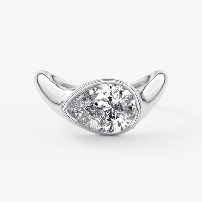 Lyra – east-west half bezel pear engagement ring