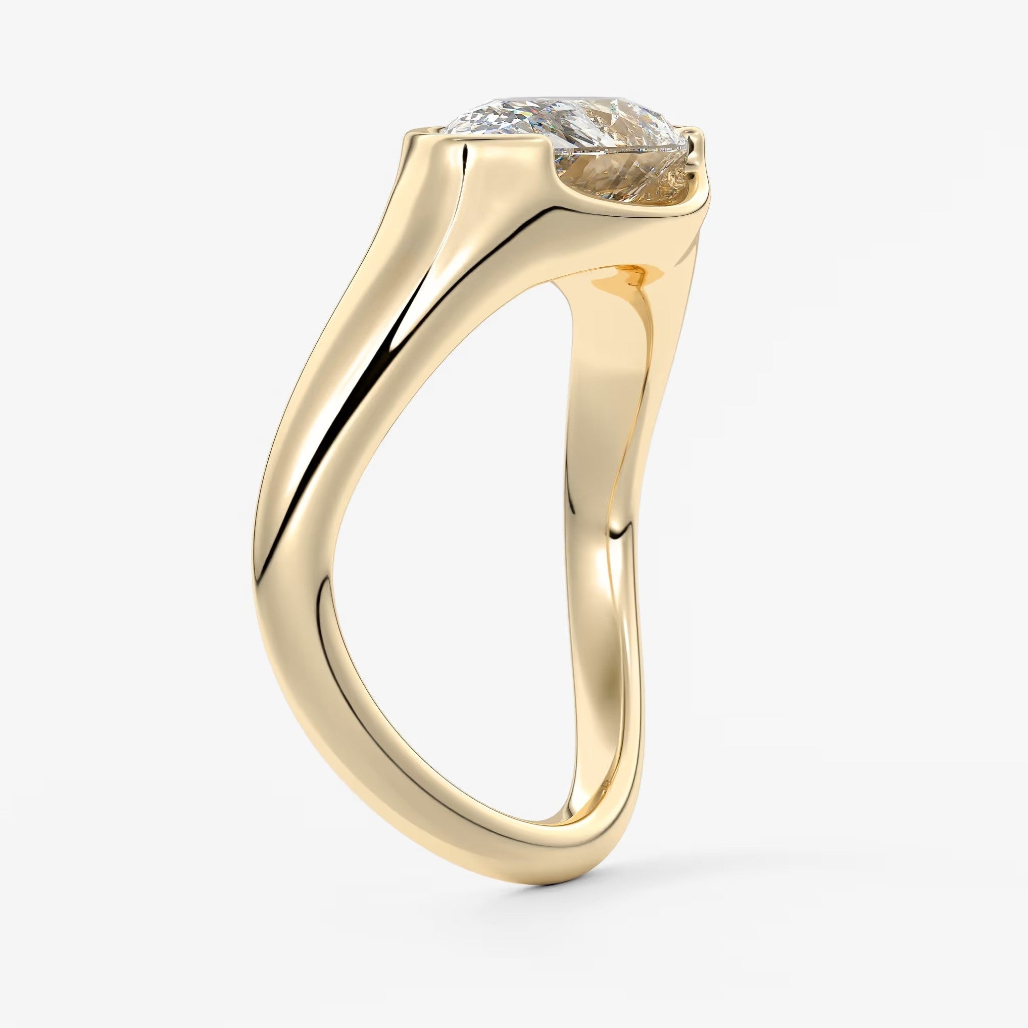 Lyra – east-west half bezel pear engagement ring