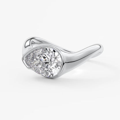 Lyra – east-west half bezel pear engagement ring